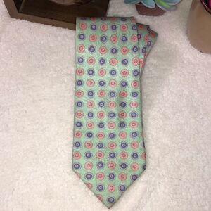 Stunning Light Green Medallions Design Silk Tie